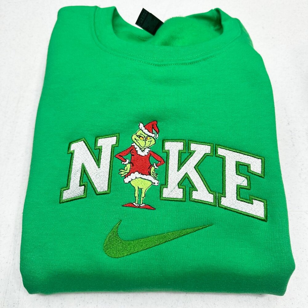 Nike Grinch Christmas Embroidered Adult Unisex Crewneck Sweatshirt